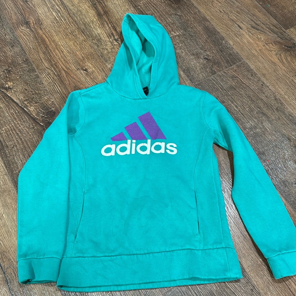 Adidas kids size M 10/12 Teal fleece hoodie
